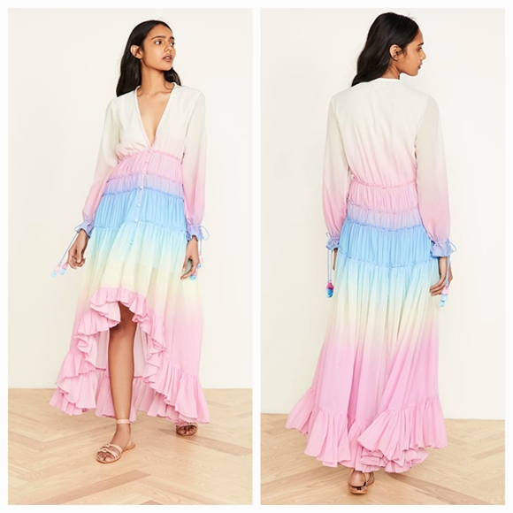 ROCOCO SAND Ombré High-Low Tiered Dress in Pink Size XS NWT - Picture 4 of 11